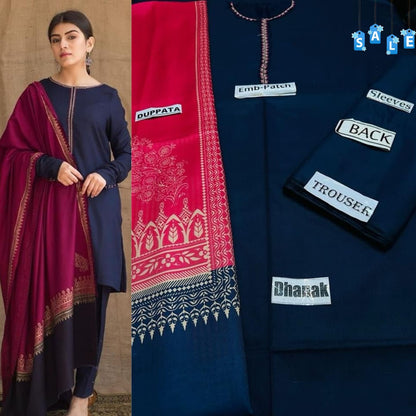 Dyot D # 10 - 01 | 3PC Luxury Dhanak | Couture Wool Print Shawl