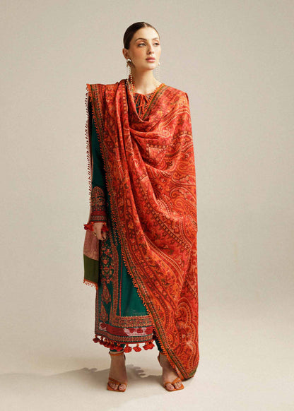 Hussain rehar 154- 01| 3PC Luxury Dhanak |printed wool Shawl