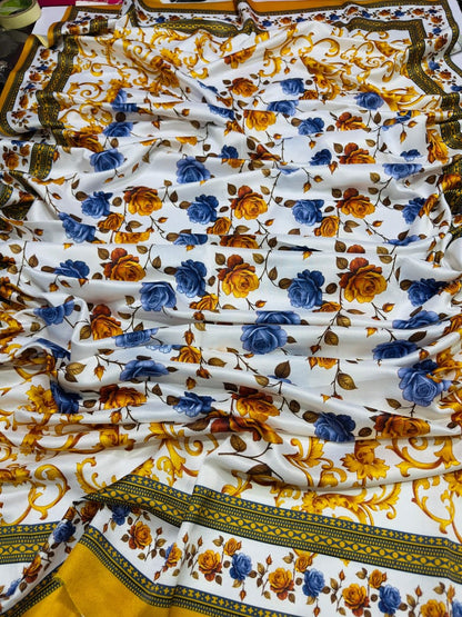 Sapphire D # 175- 01 | 3PC Luxury Dhanak | Printed Wool Shawl