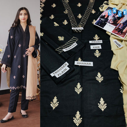 Aisling D # 04 - 01 | 3PC Luxury Dhanak | Couture Wool Shawl