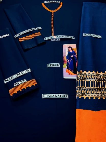 Sapphire 161- 01 3PC Luxury Dhanak | Dhanak wool Shawl