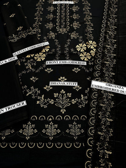 Bareeze | 164- 01 3PC Luxury Dhanak | organza embroidered Dubta