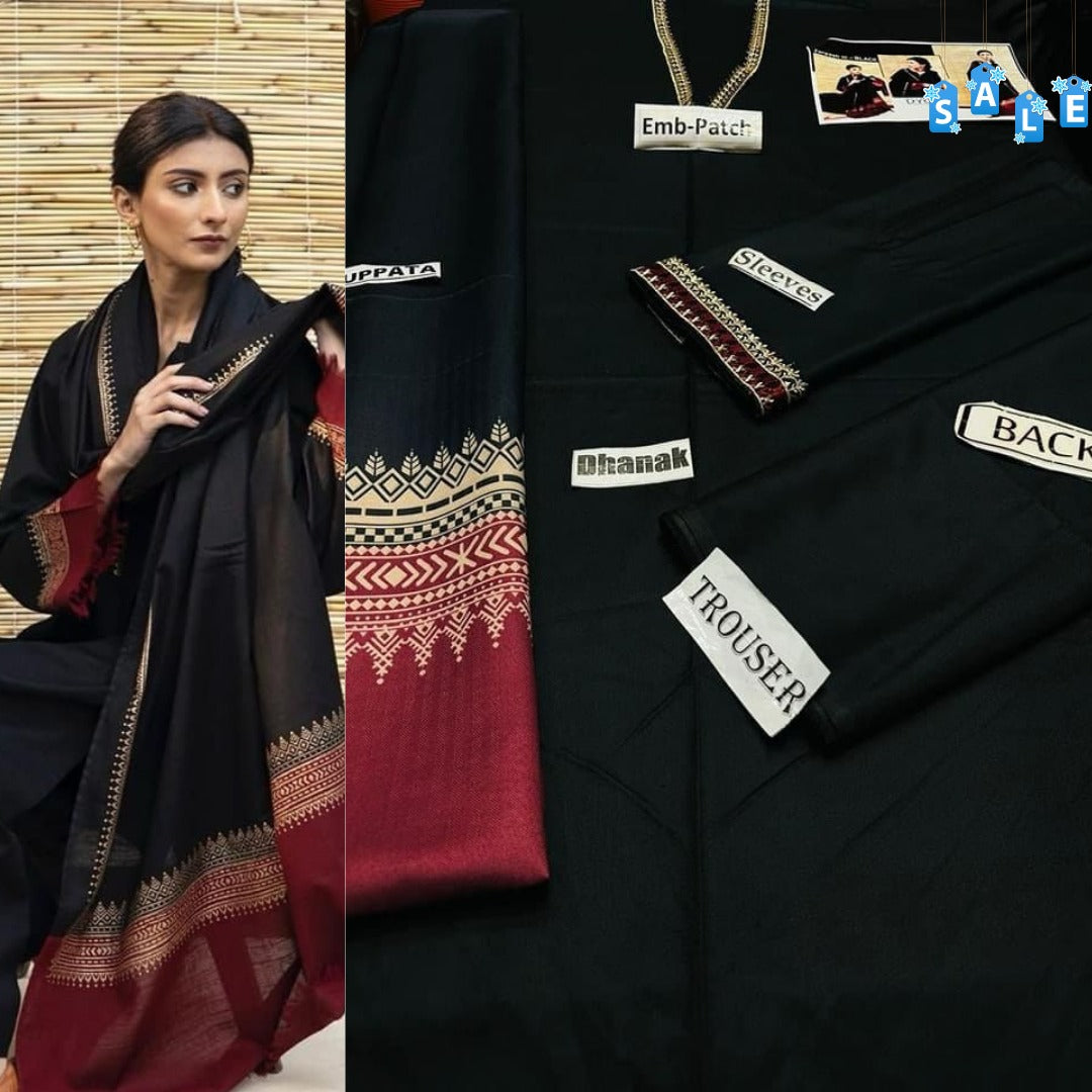 Dyot D # 10 - 03 | 3PC Luxury Dhanak | Couture Wool Print Shawl