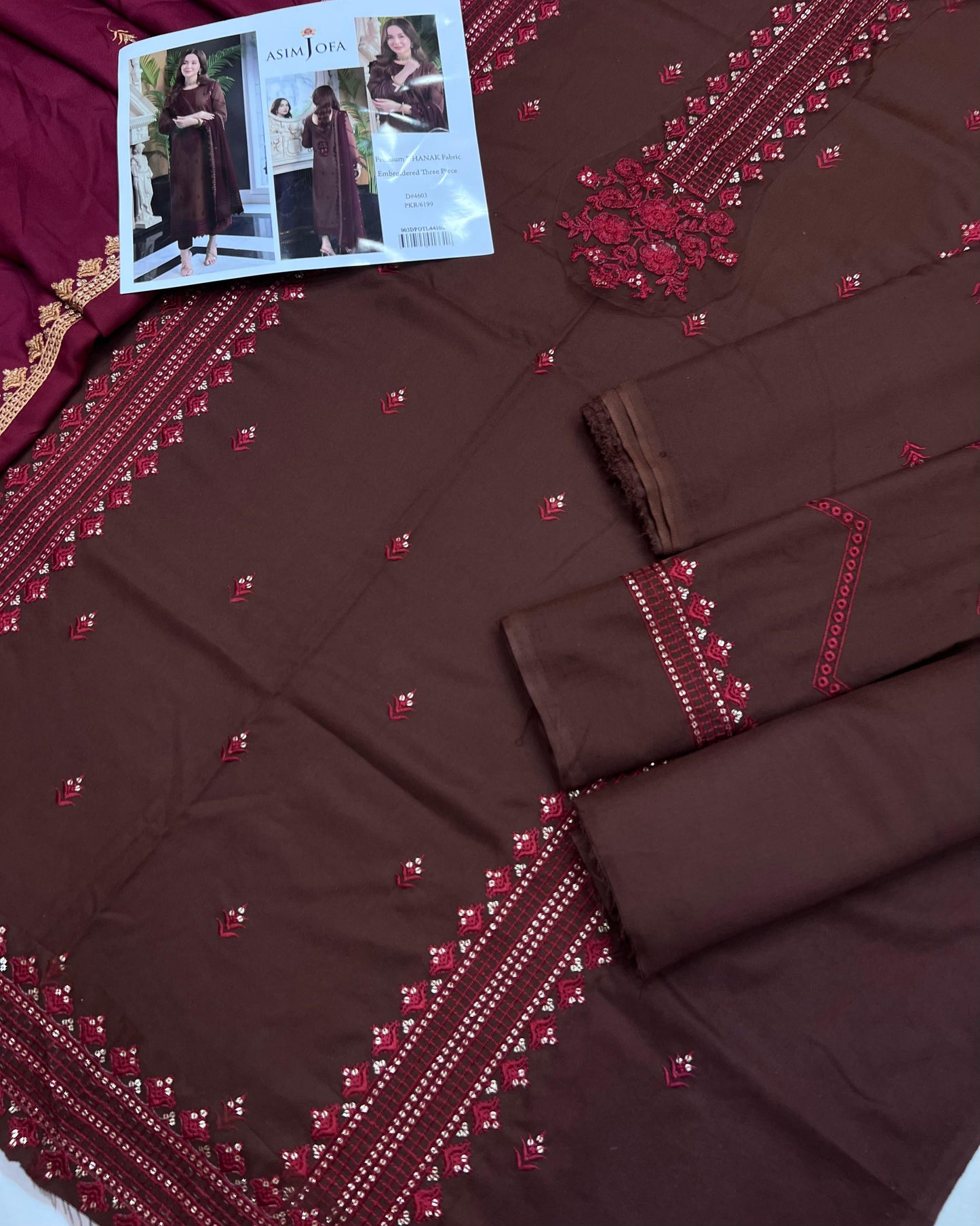 Asim Jofa D # 22 - 01 | 3PC Luxury Dhanak | Embroidered Dhanak Shawl