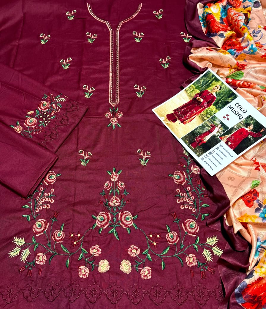 Coco By Zara Shahjahan D # 99 - 01 | 3PC Luxury Dhanak | Digital Printed Twill Pashmina Wool Shawl