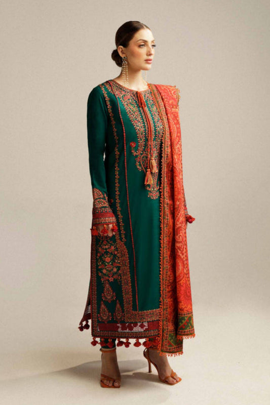 Hussain rehar 154- 01| 3PC Luxury Dhanak |printed wool Shawl