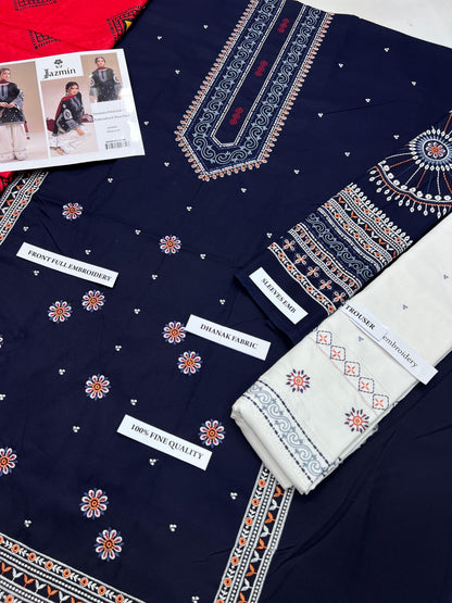 Jazmin D # 23 - 01 | 3PC Luxury Dhanak | Digital Dhanak Wool Shawl