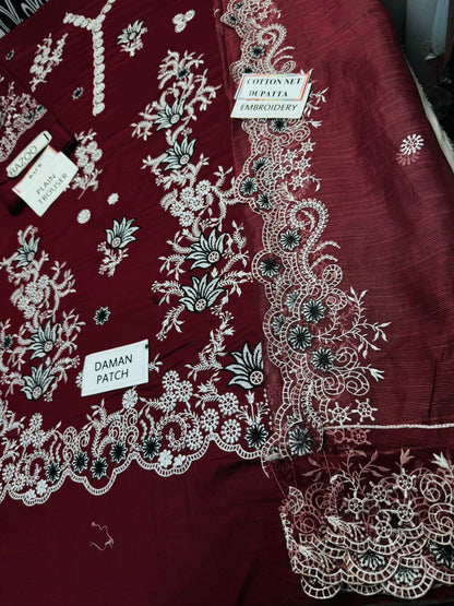 Image D # 195 - 01 | 3PC Luxury Lawn | Slub Khaddi Embroidered Duppata