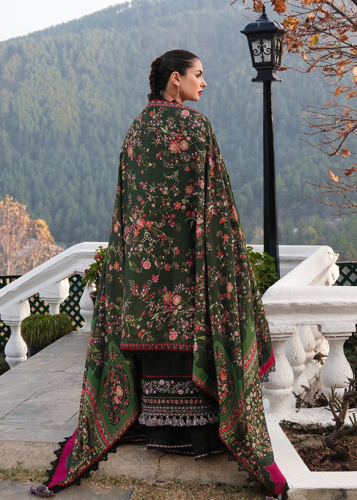 Hussain Rehar D # 102 - 01 | 3PC Luxury Dhanak | Digital Printed Wool Shawl