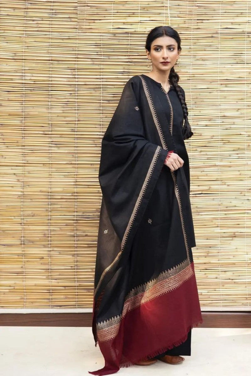 Dyot D # 10 - 03 | 3PC Luxury Dhanak | Couture Wool Print Shawl