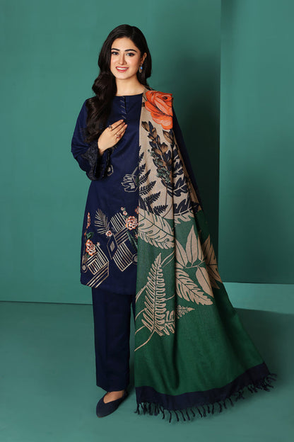 Nishat D # 117- 01| 3PC Luxury Dhanak | printed wool Shawl
