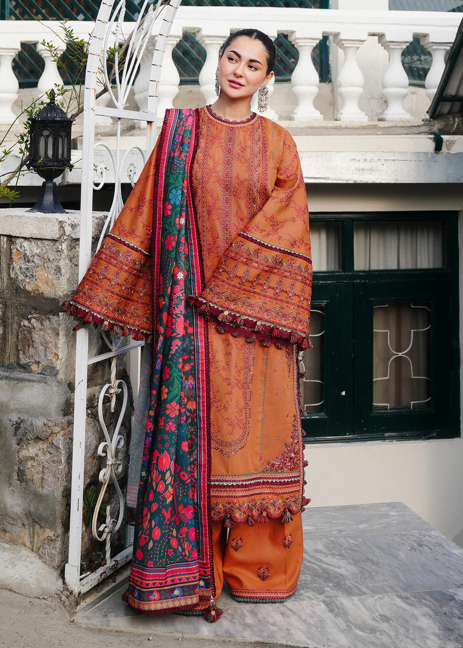 Hussain Rehar D # 189 - 01 | 3PC Luxury Dhanak | Printed Wool Shawl