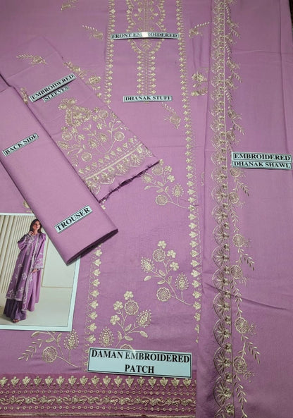 Cross Stich D # 170- 01 | 3PC Luxury Dhanak | Dhanak Embroidered Shawl