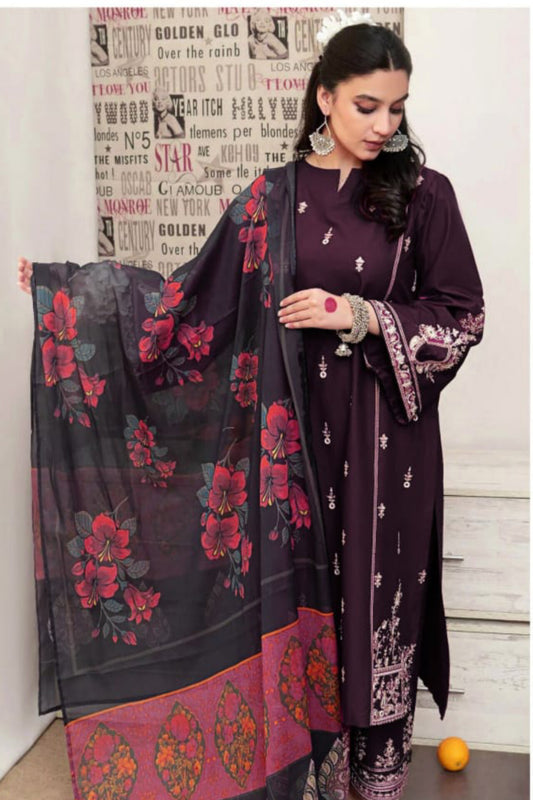 Urge D# 121- 01| 3PC Luxury Dhanak | print twill Pashmina wool shawl