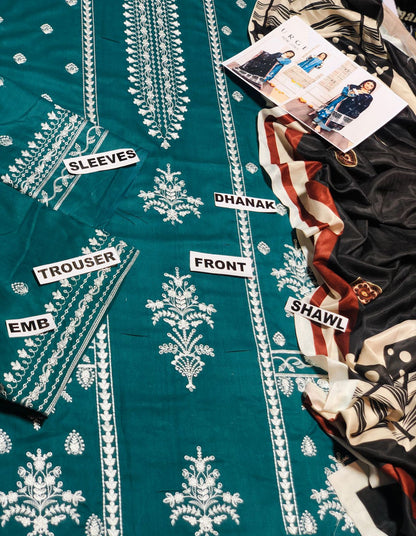 Urge D # 96 - 01 | 3PC Luxury Dhanak | Digital Printed Twill Pashmina Wool Shawl