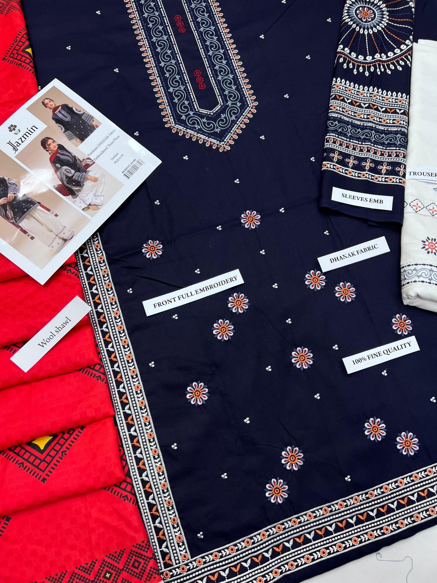 Jazmin D # 23 - 01 | 3PC Luxury Dhanak | Digital Dhanak Wool Shawl