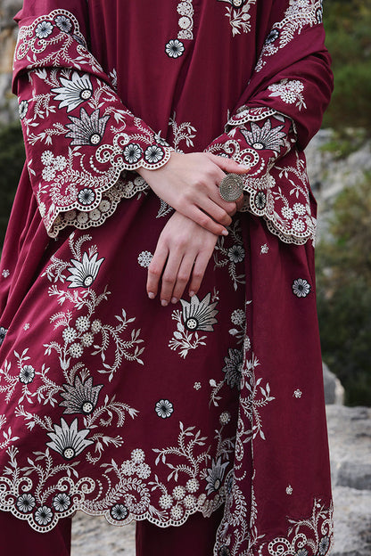 Image D # 195 - 01 | 3PC Luxury Lawn | Slub Khaddi Embroidered Duppata