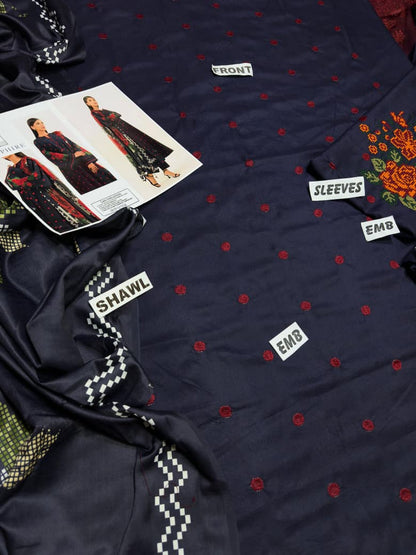 Sapphire D#140- 1|3PC Dhanak| Digital printed Twill pashmina wool shawl