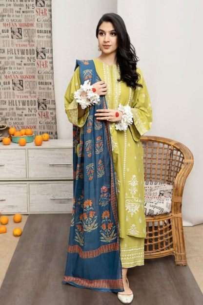 Urge D # 124- 01| 3PC Luxury Dhanak | print twill Pashmina wool shawl