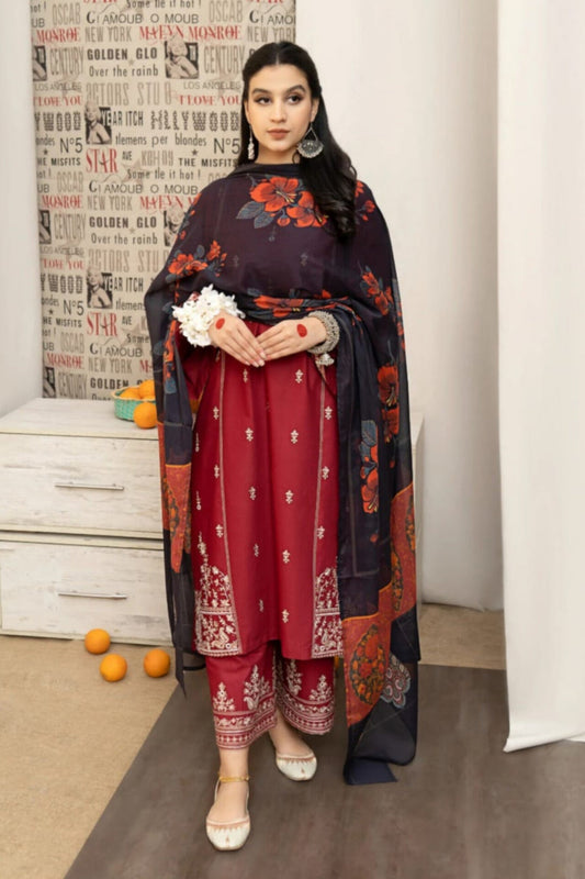 Urge D # 100 - 01 | 3PC Luxury Dhanak | Digital Printed Twill Pashmina Wool Shawl