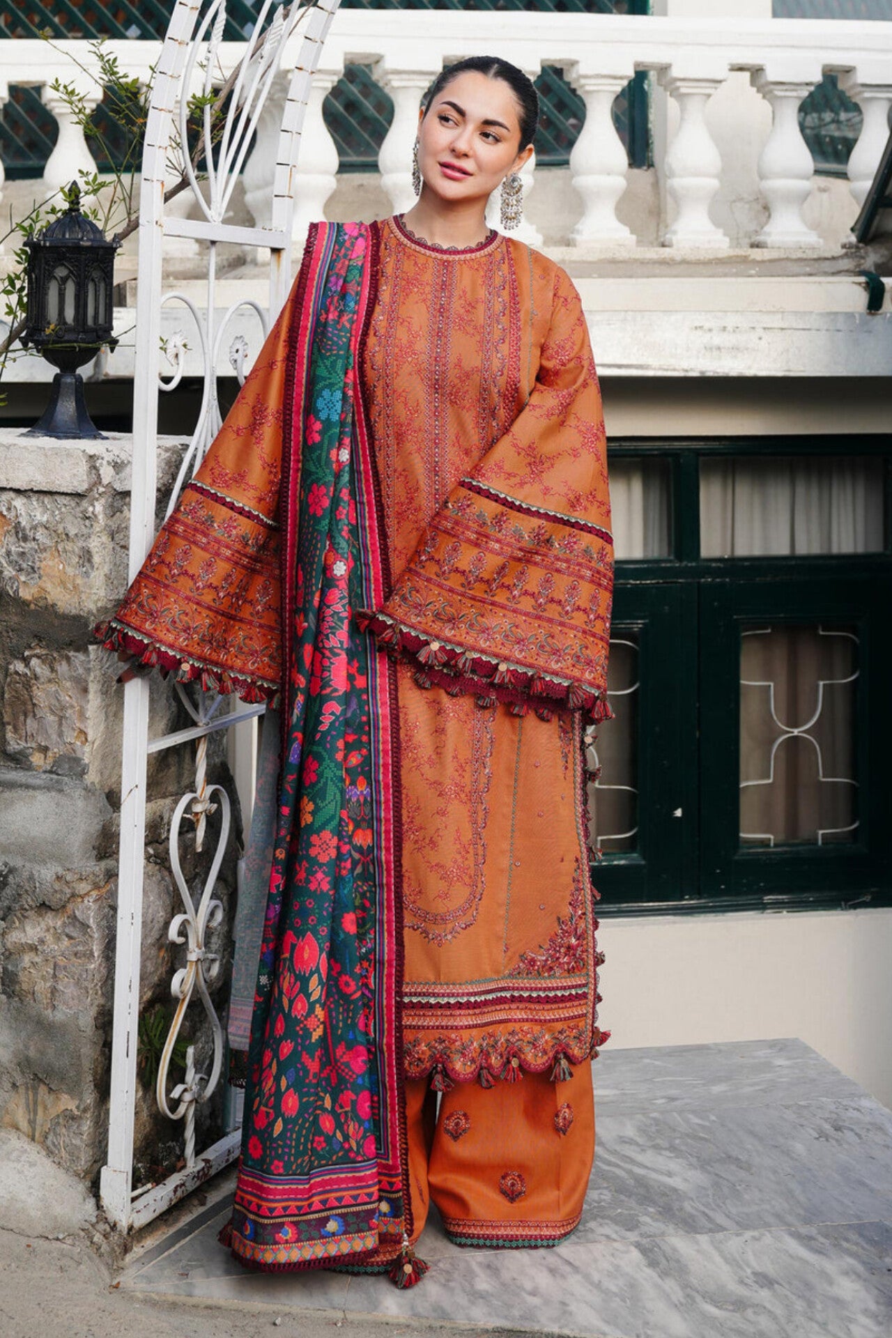 Hussain Rehar D # 189 - 01 | 3PC Luxury Dhanak | Printed Wool Shawl