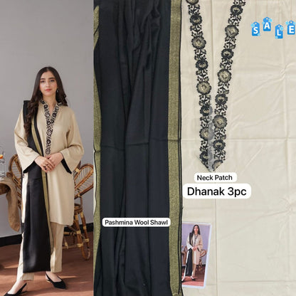 Aisling D # 13 - 01 | 3PC Luxury Dhanak | Pashmina wool shawl