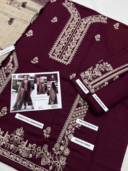 Izel B D # 32 - 01 | 3PC Luxury Dhanak | Dhanak Digital wool Shawl