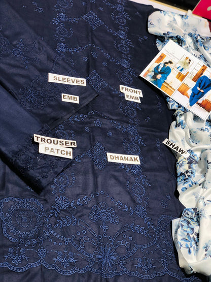 Coco by Zara Shahjahan D # 126- 01| 3PC Luxury Dhanak | print twill Pashmina wool shawl