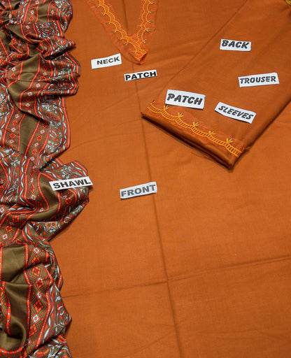 Aisling D # 120- 01| 3PC Luxury Dhanak | print twill Pashmina wool shawl