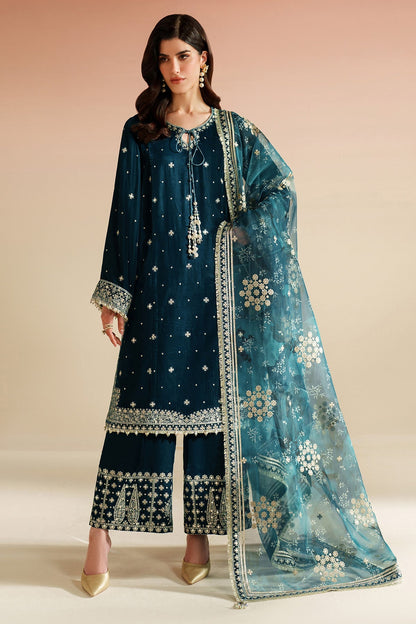Alvion D # 223 - 01 | 3pc Luxury Velvet | Embroidered Organza Dupatta