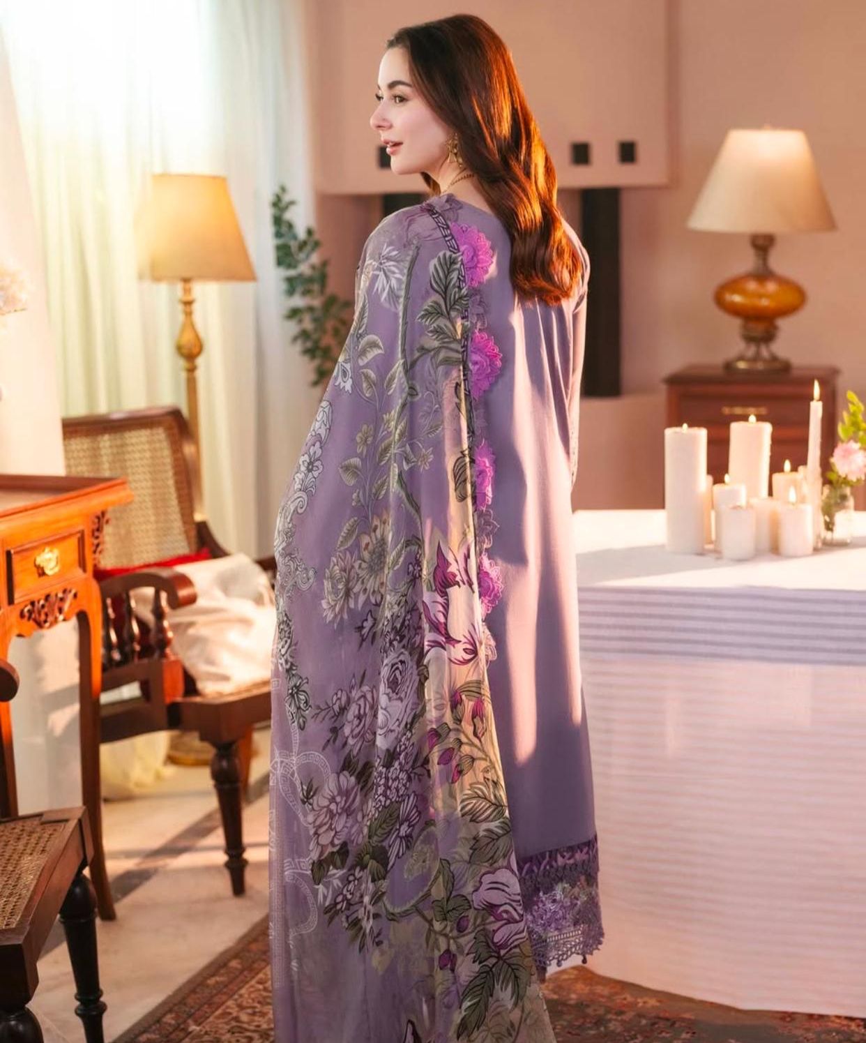 Zara Shahjahan D # 132- 01| 3PC Luxury Dhanak | Dhanak printed wool shawl