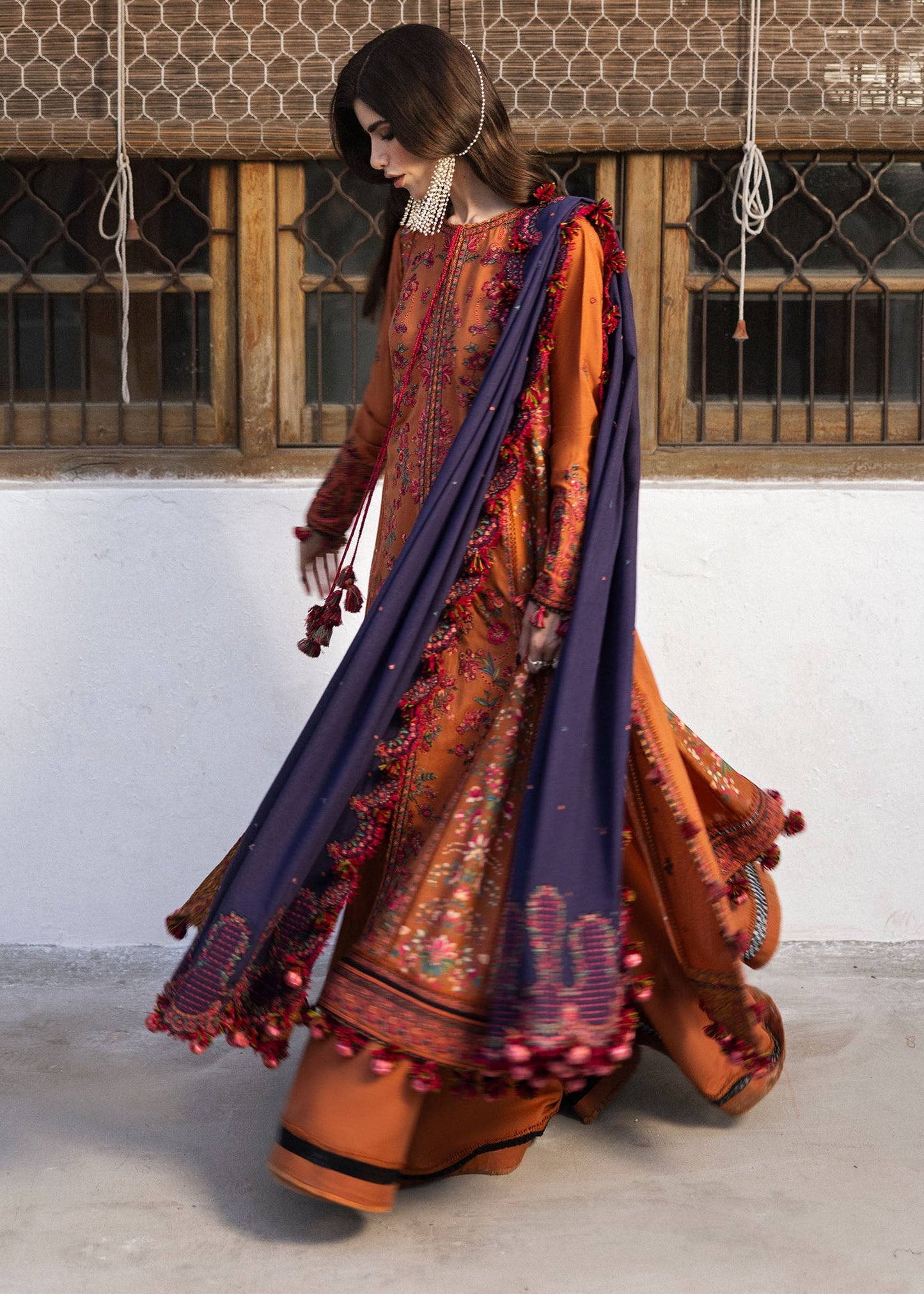Hussain Rehar D # 172- 01 | 3PC Luxury Dhanak | Dhanak Embroidered Shawl