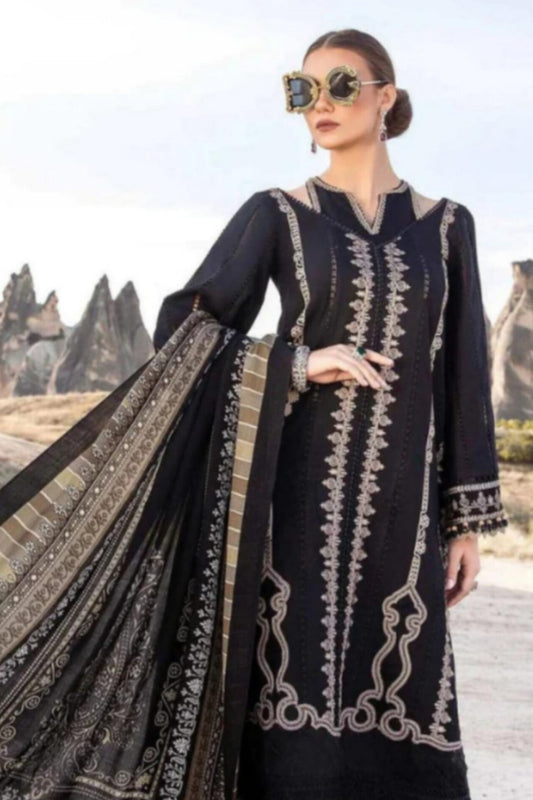 Maria.B D # 105 - 01 | 3PC Luxury Dhanak | printed wool Shawl