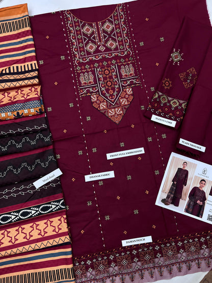 Sapphire D # 21 - 01 | 3PC Luxury Dhanak | Digital Wool shawl