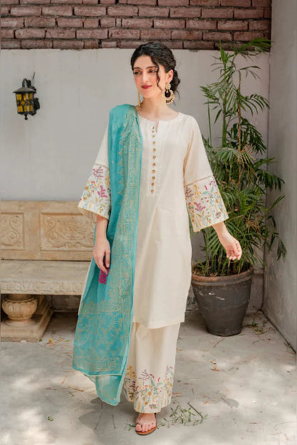 Aisling D # 275 - 01 | 3PC Luxury Dhanak | Couture Wool Print Shawl