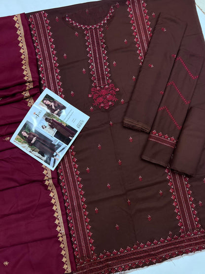 Asim Jofa D # 22 - 01 | 3PC Luxury Dhanak | Embroidered Dhanak Shawl