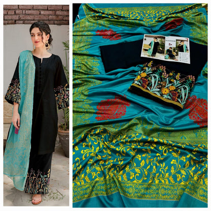 Aisling D # 275 - 02 | 3PC Luxury Dhanak | Couture Wool Print Shawl