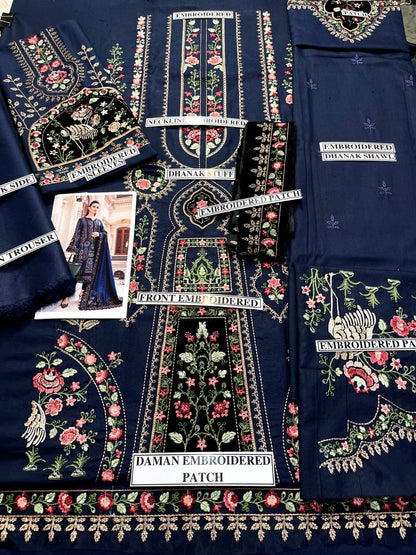 Maria B. 157- 01 3PC Luxury Dhanak |Embroidered Dhanak Shawl