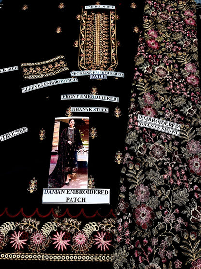 Bareeze # 151 - 01| 3PC Luxury Dhanak |Embriodered dhanank Shawl