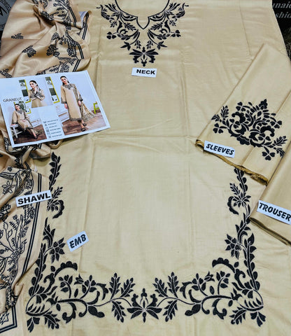 Coco by zara  | 164- 01 3PC Luxury Dhanak| Digital Printed Twill Pashmina wool shawl