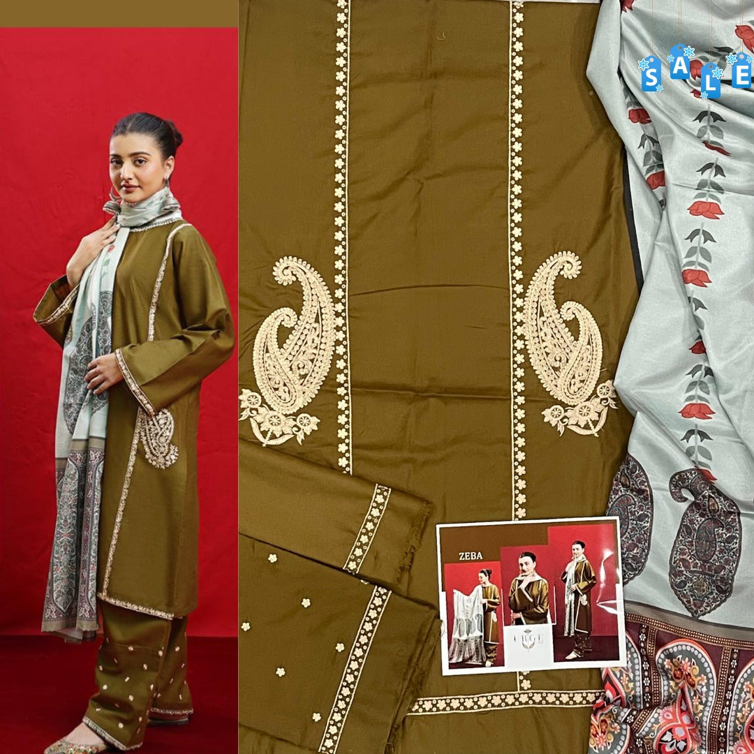 Urge D # 18 - 01 | 3PC Luxury Dhanak | Culture wool Print shawl