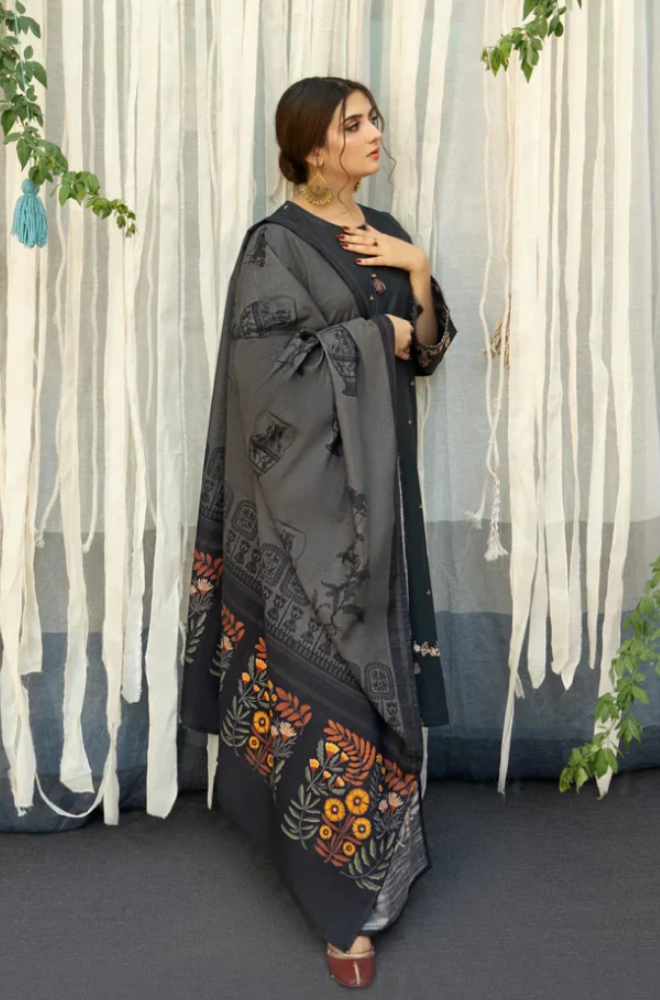 Urge D # 19 - 01 | 3PC Luxury Dhanak | Culture wool Print shawl