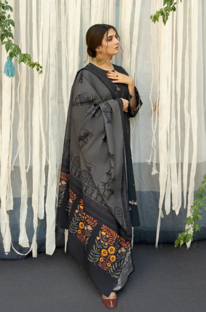 Urge D # 19 - 01 | 3PC Luxury Dhanak | Culture wool Print shawl