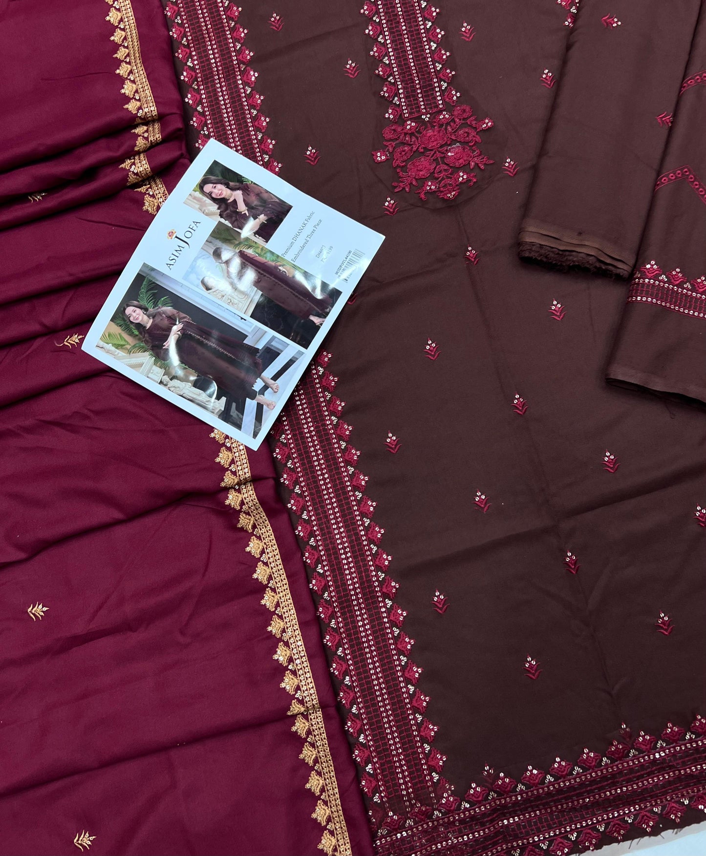 Asim Jofa D # 22 - 01 | 3PC Luxury Dhanak | Embroidered Dhanak Shawl