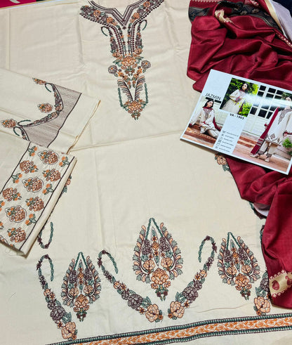 Jazmin D # 97 - 01 | 3PC Luxury Dhanak | Digital Printed Twill Pashmina Wool Shawl