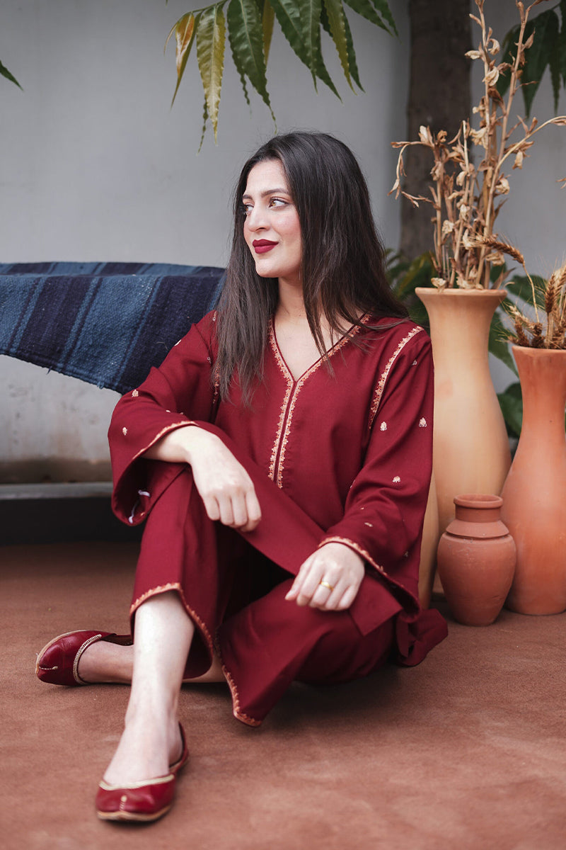 Aisling D # 07 - 01 | 3PC Luxury Dhanak | Couture Wool Embroidered Shawl