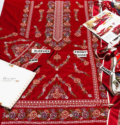 Coco by zara shah D#141- 1|3PC Dhanak|Digital printed Twill pashmina wool shawl