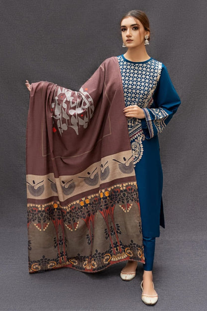 Urge D # 02 - 01 | 3PC Luxury Dhanak | Couture Wool Print Shawl