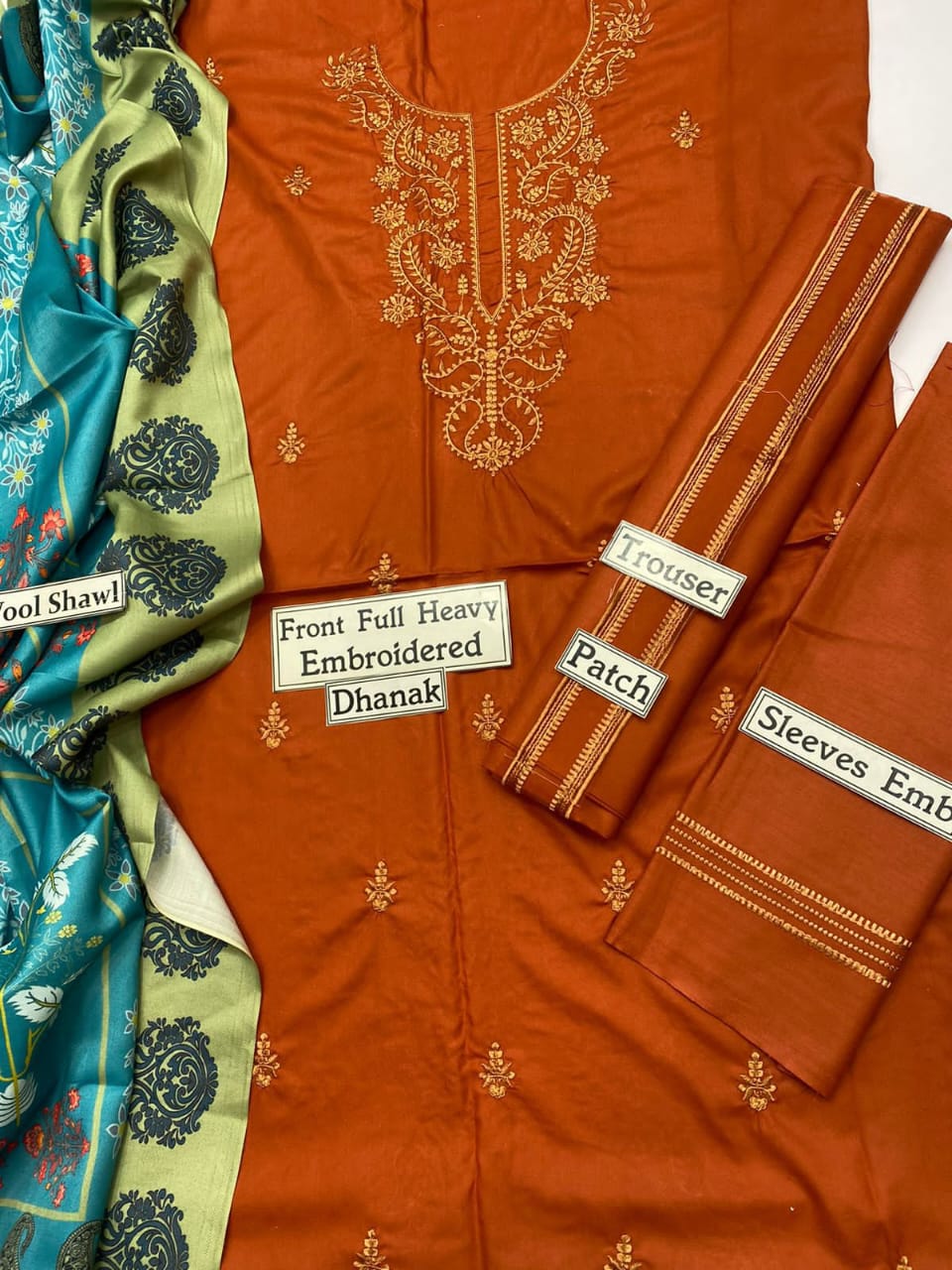 Urge D # 273 - 01 | 3pc Luxury Dhanak Embroidered Shirt | Wool Shawl