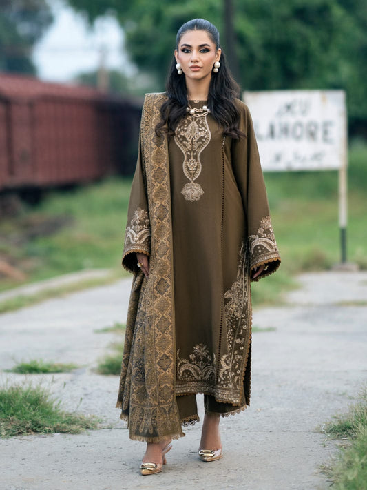 Aangen D # 212 - 01 | 3PC Luxury Dhanak| Digital Printed Twill Pashmina shawl